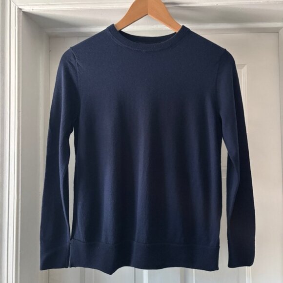 Jenni Kayne Sweater Hudson Crewneck 100% Merino Wool Navy Blue Size M - Picture 1 of 14